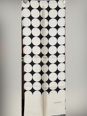 Gucci Black and Cream Polka Dot Silk long scarf New